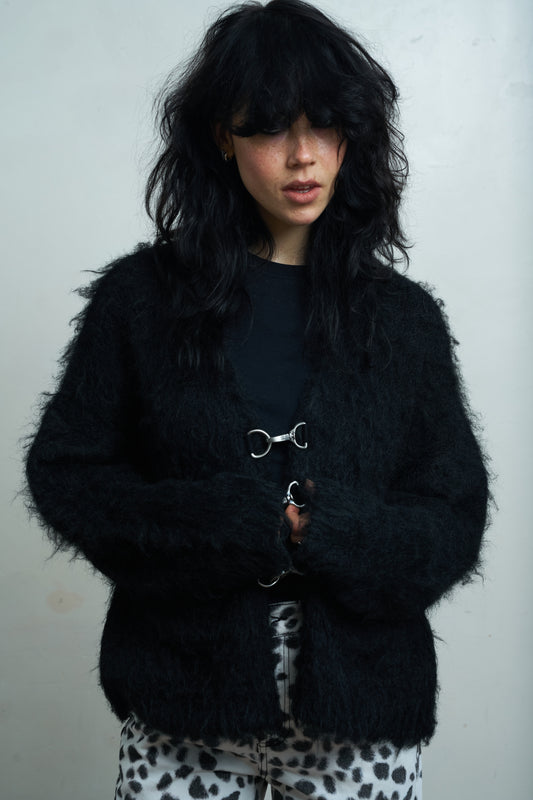 Onyx Fluffy D Ring Cardi by Ragged Priest