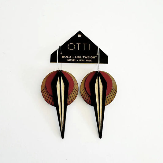Oxblood Walnut Naja Earrings by Otti