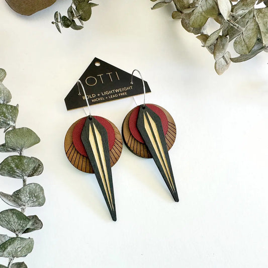Oxblood Walnut Naja Earrings by Otti