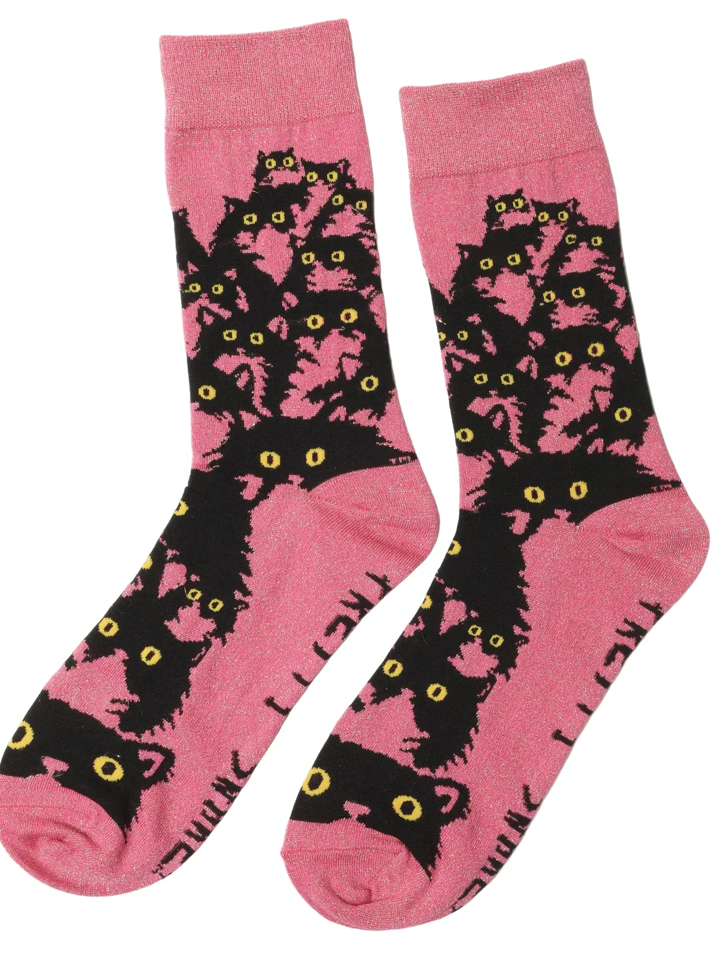 Pink Glitter Kitty Socks