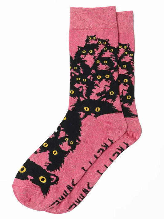 Pink Glitter Kitty Socks