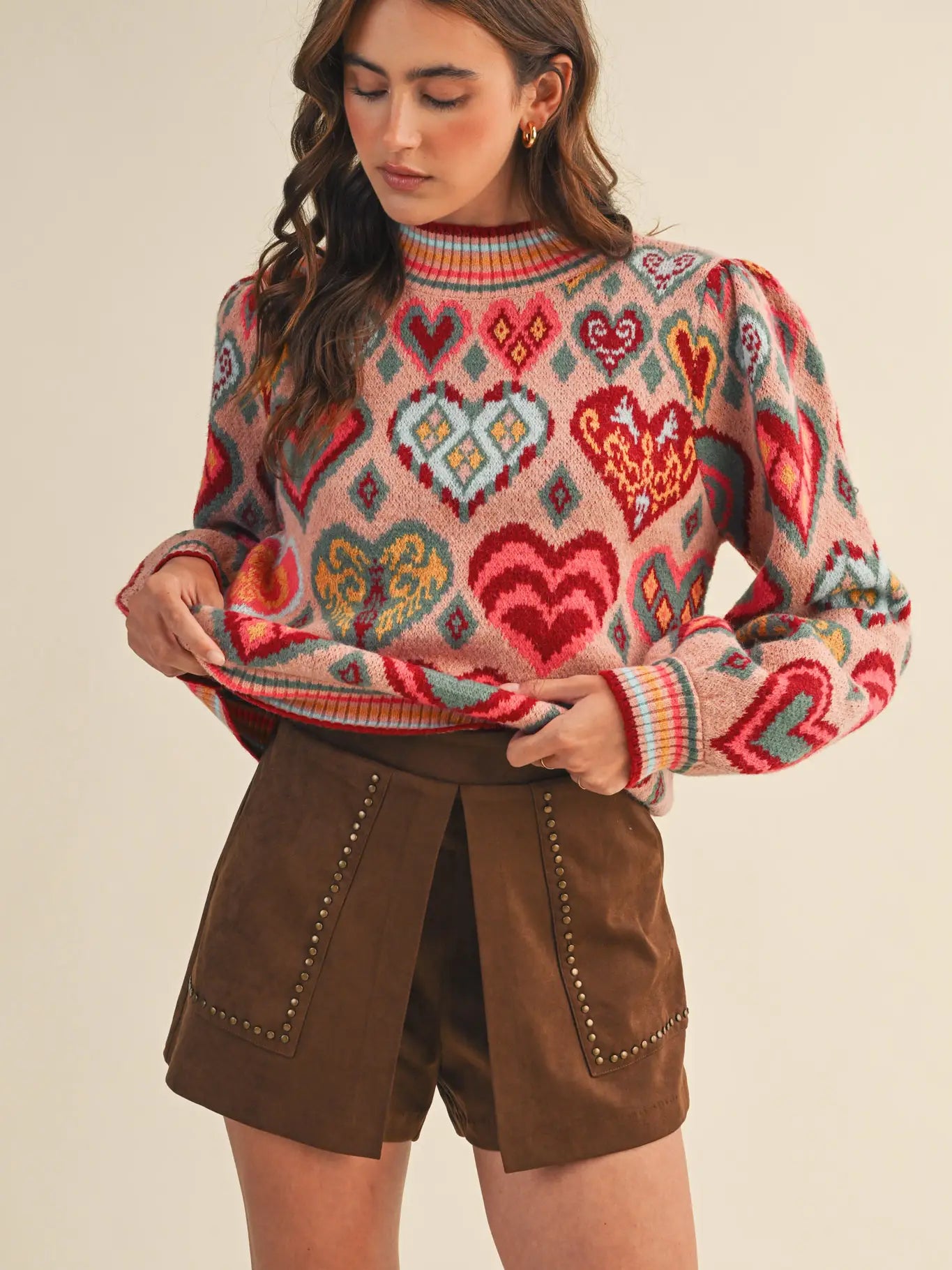 Pink Mix Heart Sweater