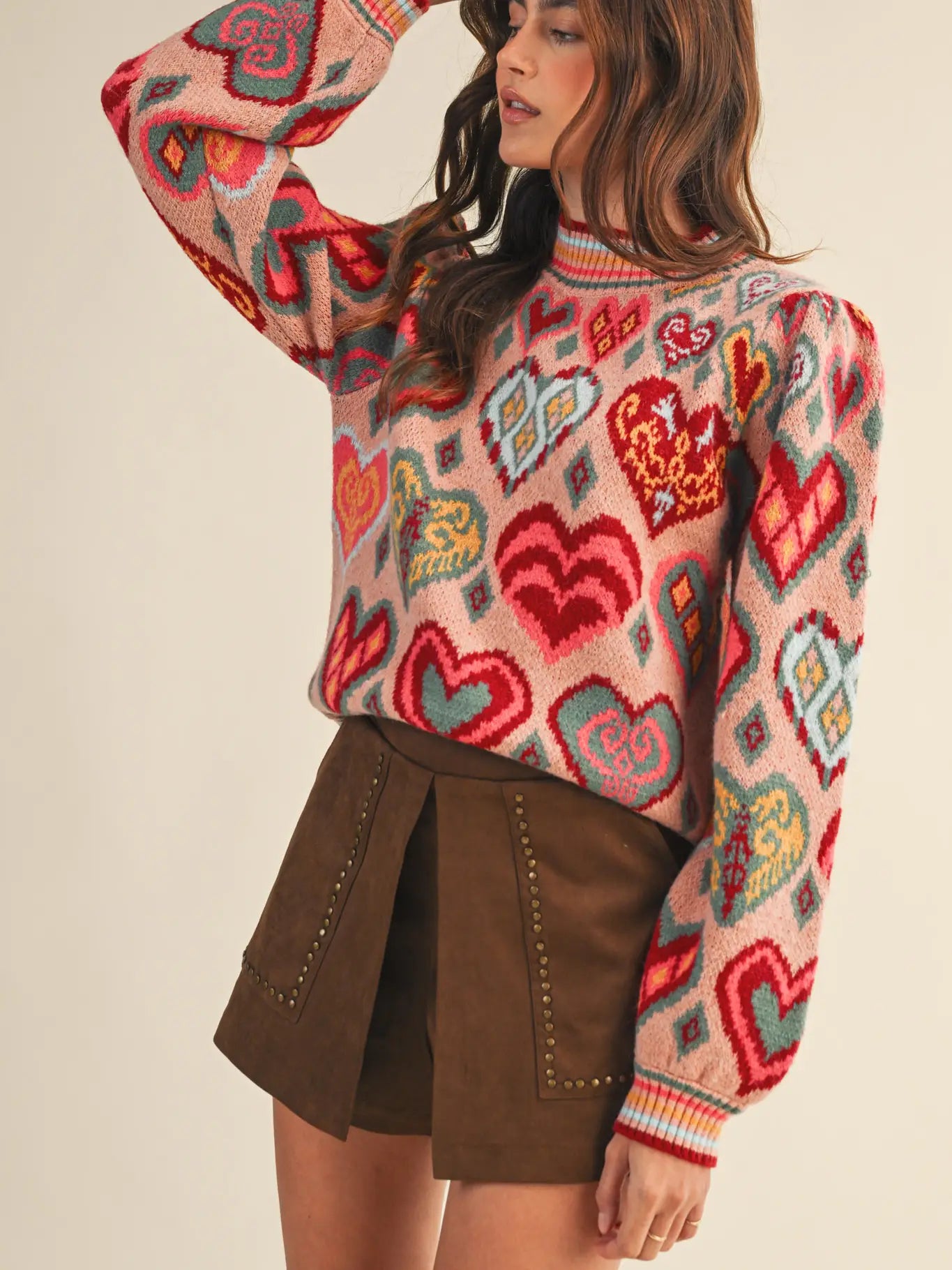 Pink Mix Heart Sweater