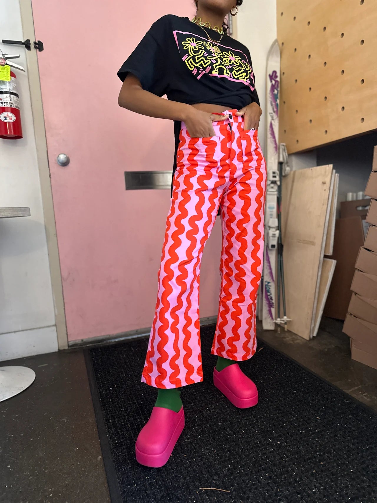 Pink Squiggle Casual Bell by Nooworks