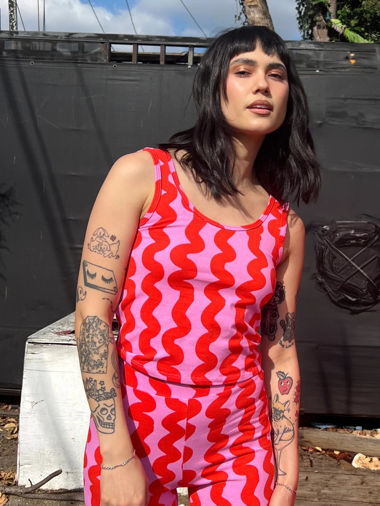 Pink Squiggle Everyday Tank by Nooworks
