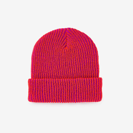 Poppy Magenta Simple Rib Knit Beanie