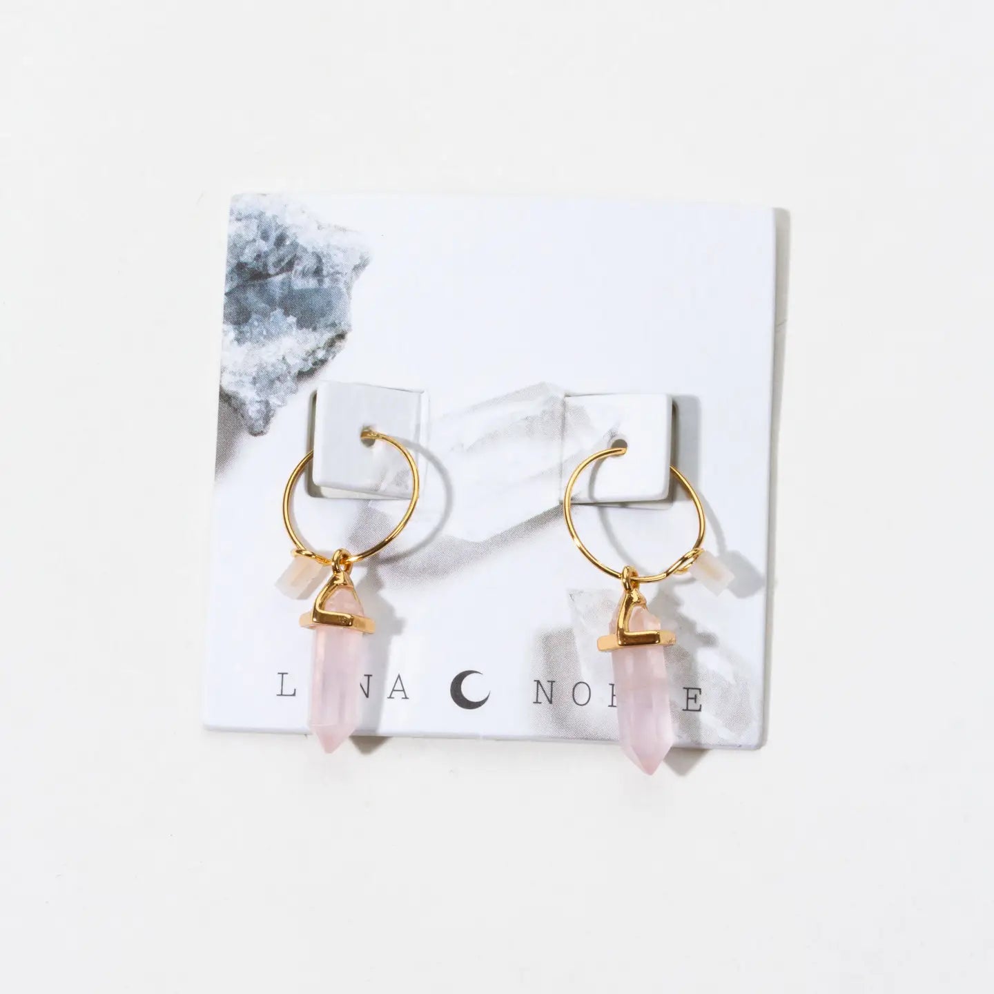 Prism Mini Hoop Earrings- Rose Quartz