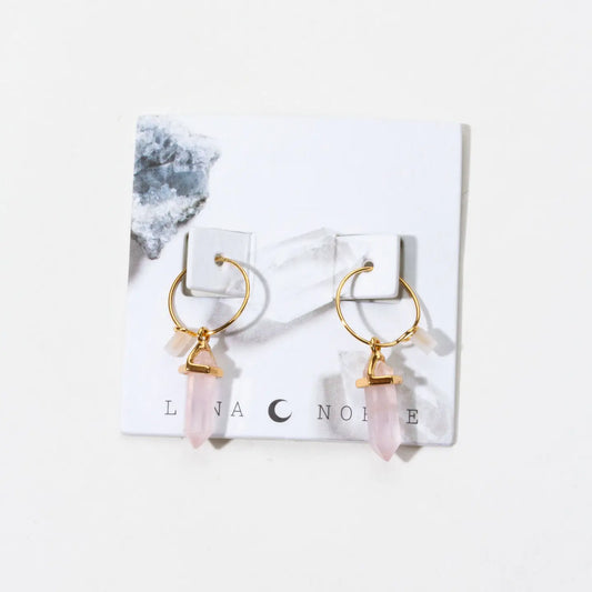 Prism Mini Hoop Earrings- Rose Quartz