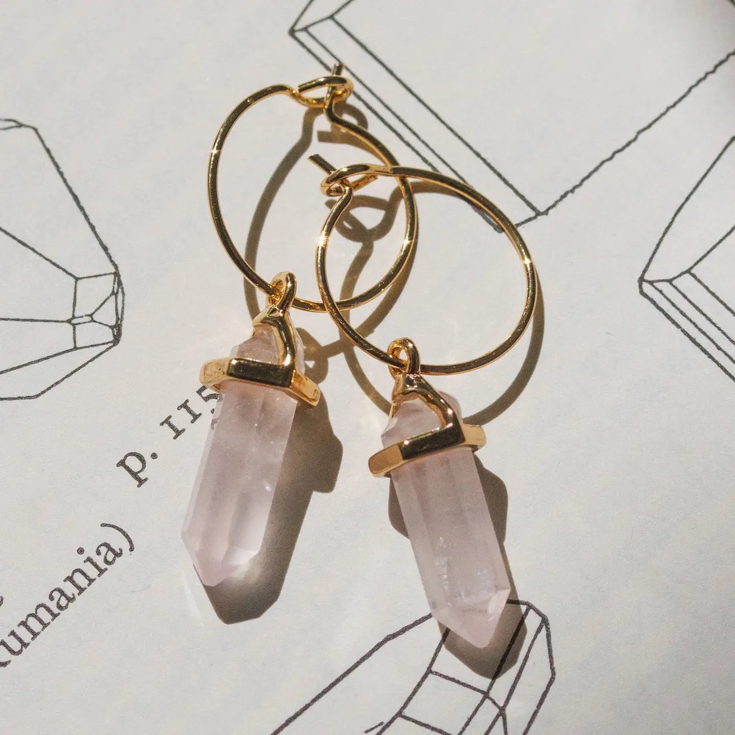 Prism Mini Hoop Earrings- Rose Quartz