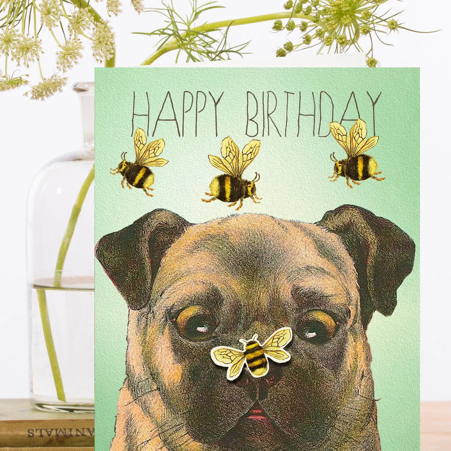 Pug Bee Birthday Card