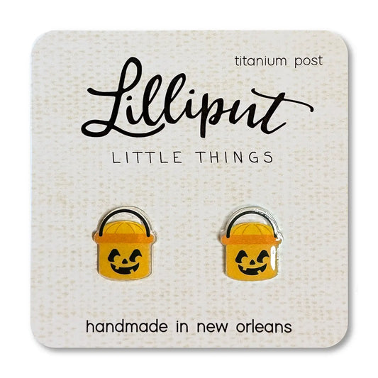 Pumpkin Retro Treat Bucket Earrings