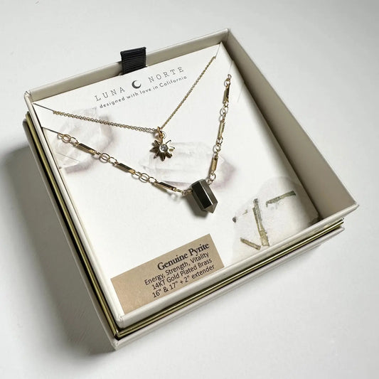 Pyrite Reflective Gemstone Necklace Set