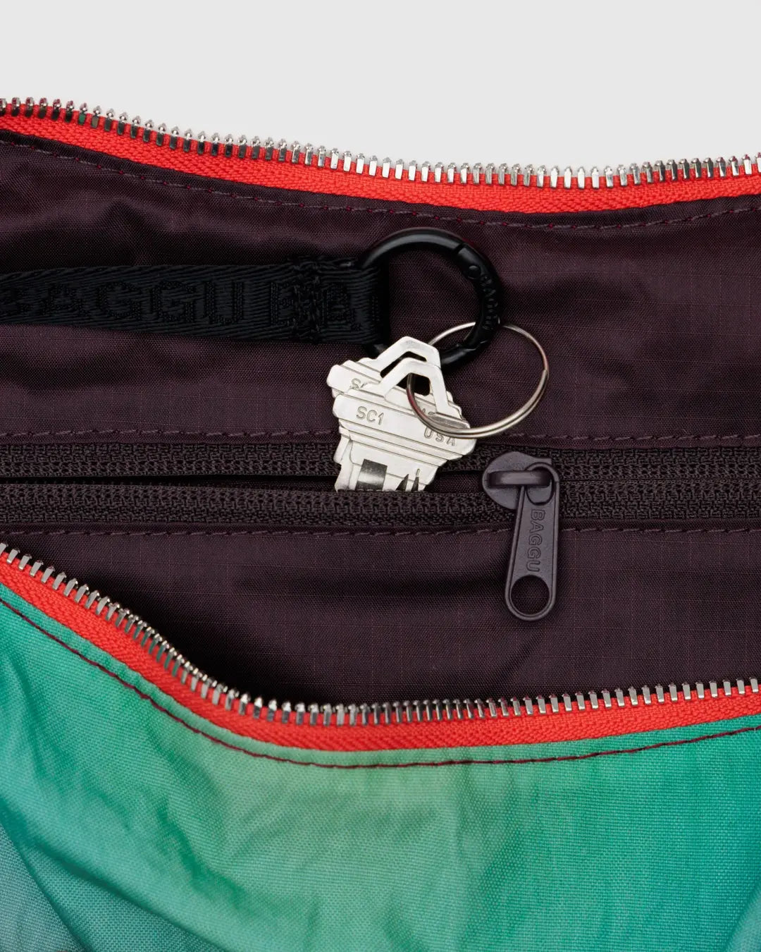 Rain Medium Nylon Crescent Baggu Bag