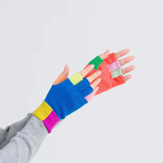 Rainbow Mismatch Fingerless Gloves