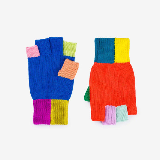 Rainbow Mismatch Fingerless Gloves