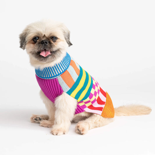 Rainbow Pattern Patch Dog Sweater