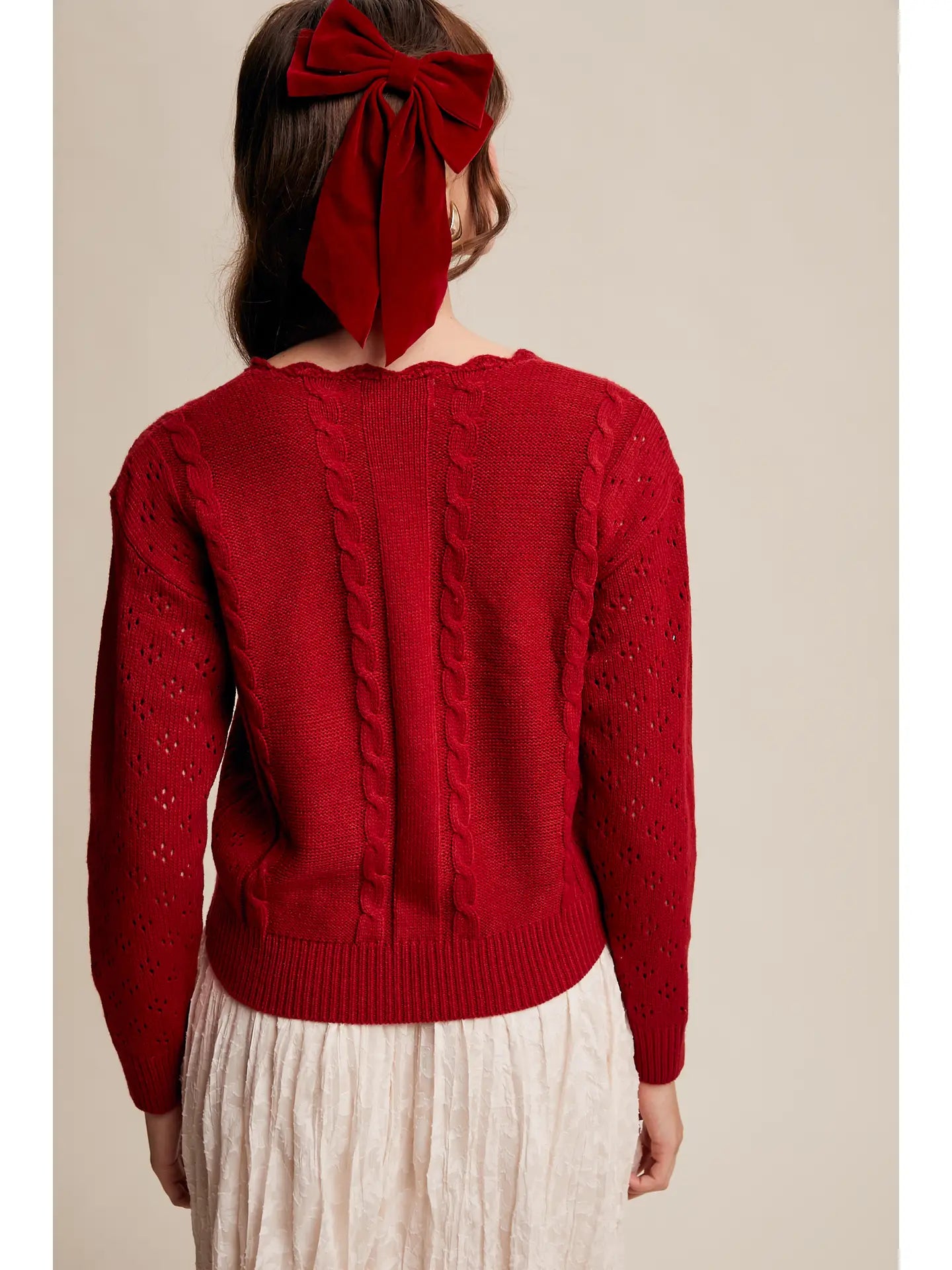 Red Crochet Flower Cardigan