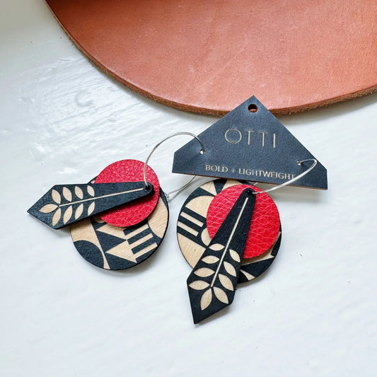 Red Danish Modern Earrings by Otti