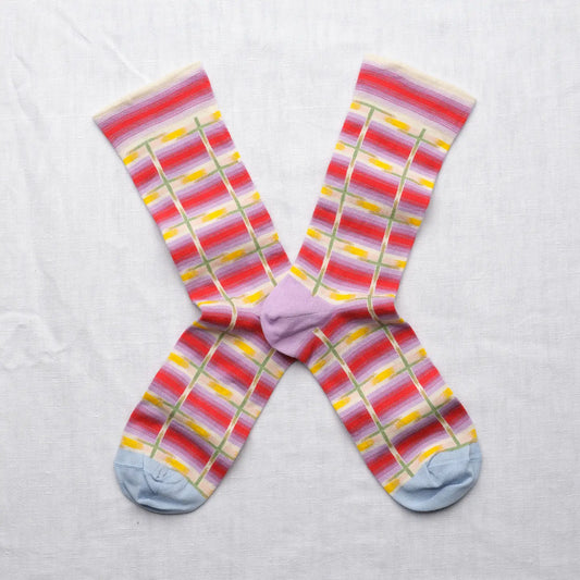 Red Multi Ikat Socks