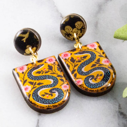 Retro Snakes Drop Post Earrings
