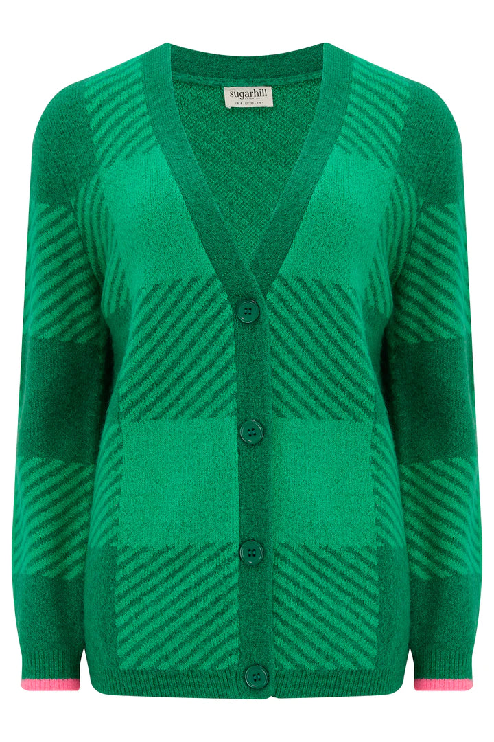Green Giant Checkerboard Rhea Cardigan