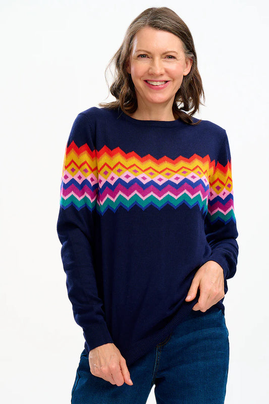 Navy Fairisle Stripe Rita Sweater