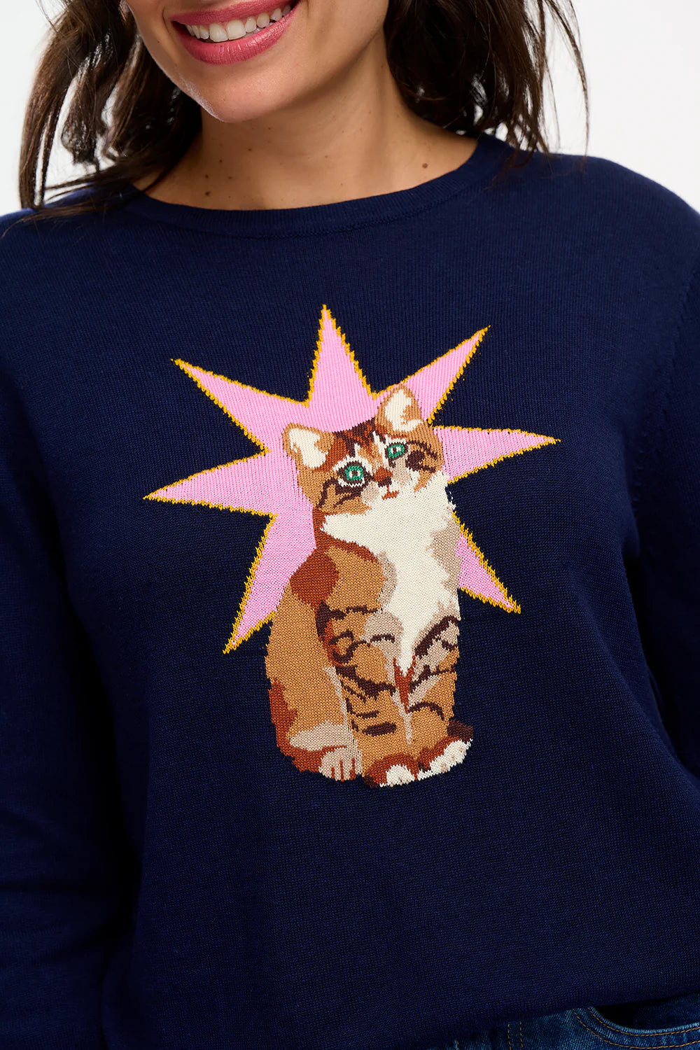 Navy Star Cat Rita Sweater