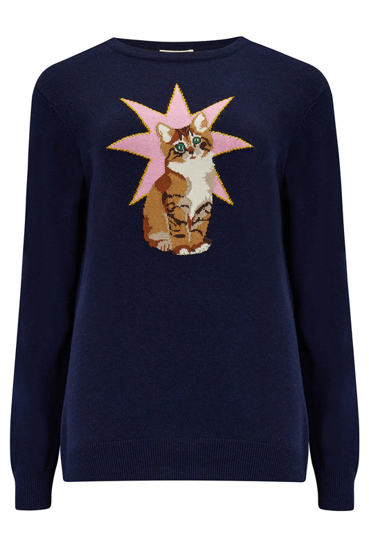 Navy Star Cat Rita Sweater