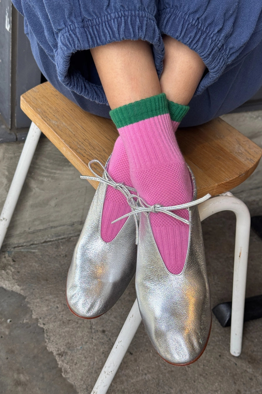 Rose Green Color Block Girlfriend Socks by Le Bon Shoppe