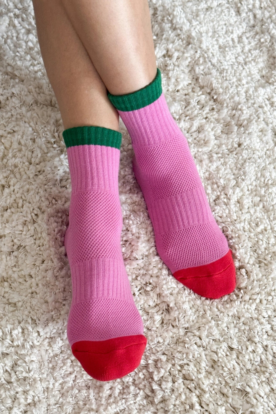 Rose Green Color Block Girlfriend Socks by Le Bon Shoppe