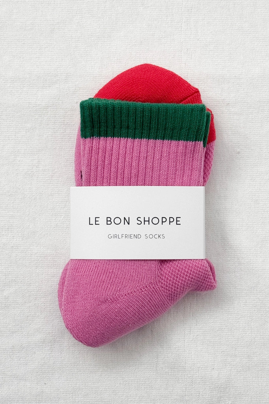 Rose Green Color Block Girlfriend Socks by Le Bon Shoppe