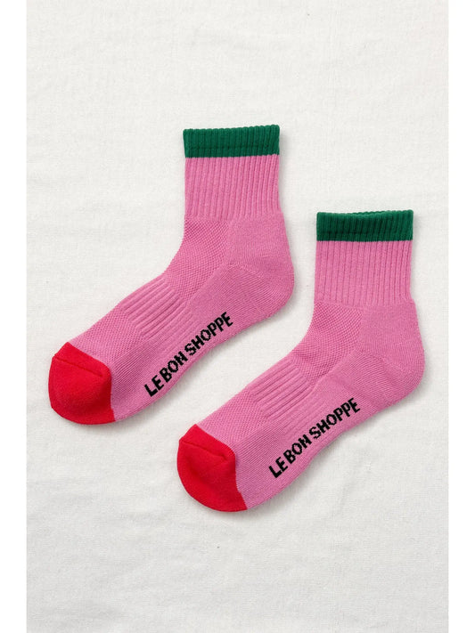 Rose Green Color Block Girlfriend Socks by Le Bon Shoppe