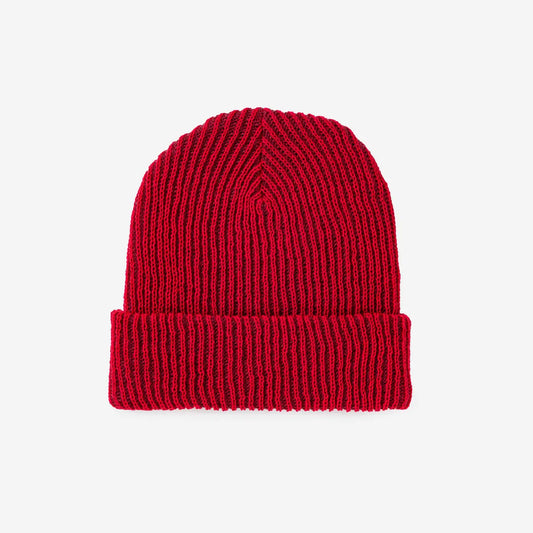 Ruby Red Simple Rib Knit Beanie