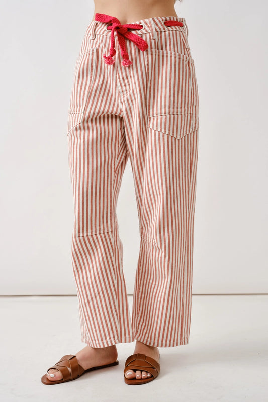Rust Barrel Pants with Eyelet Waist