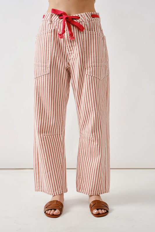 Rust Barrel Pants with Eyelet Waist