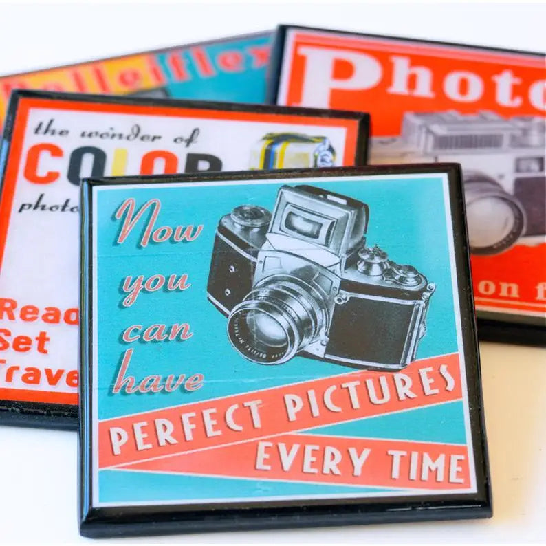 Say Cheese! Classic Camera Coaster Set
