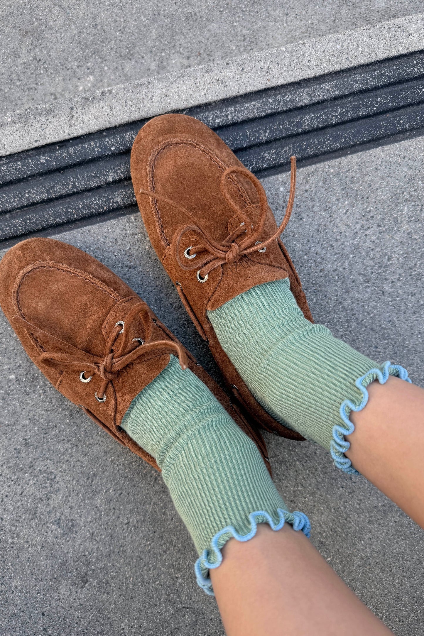 Seaglass/Powder Blue Ruffled Socks by Noble X Le Bon Shoppe