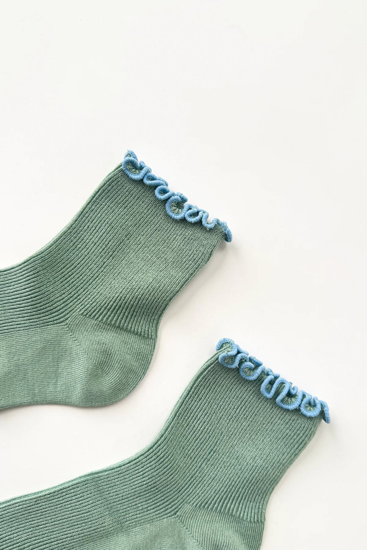 Seaglass/Powder Blue Ruffled Socks by Noble X Le Bon Shoppe