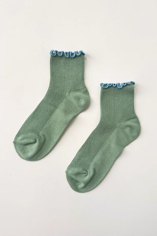 Seaglass/Powder Blue Ruffled Socks by Noble X Le Bon Shoppe