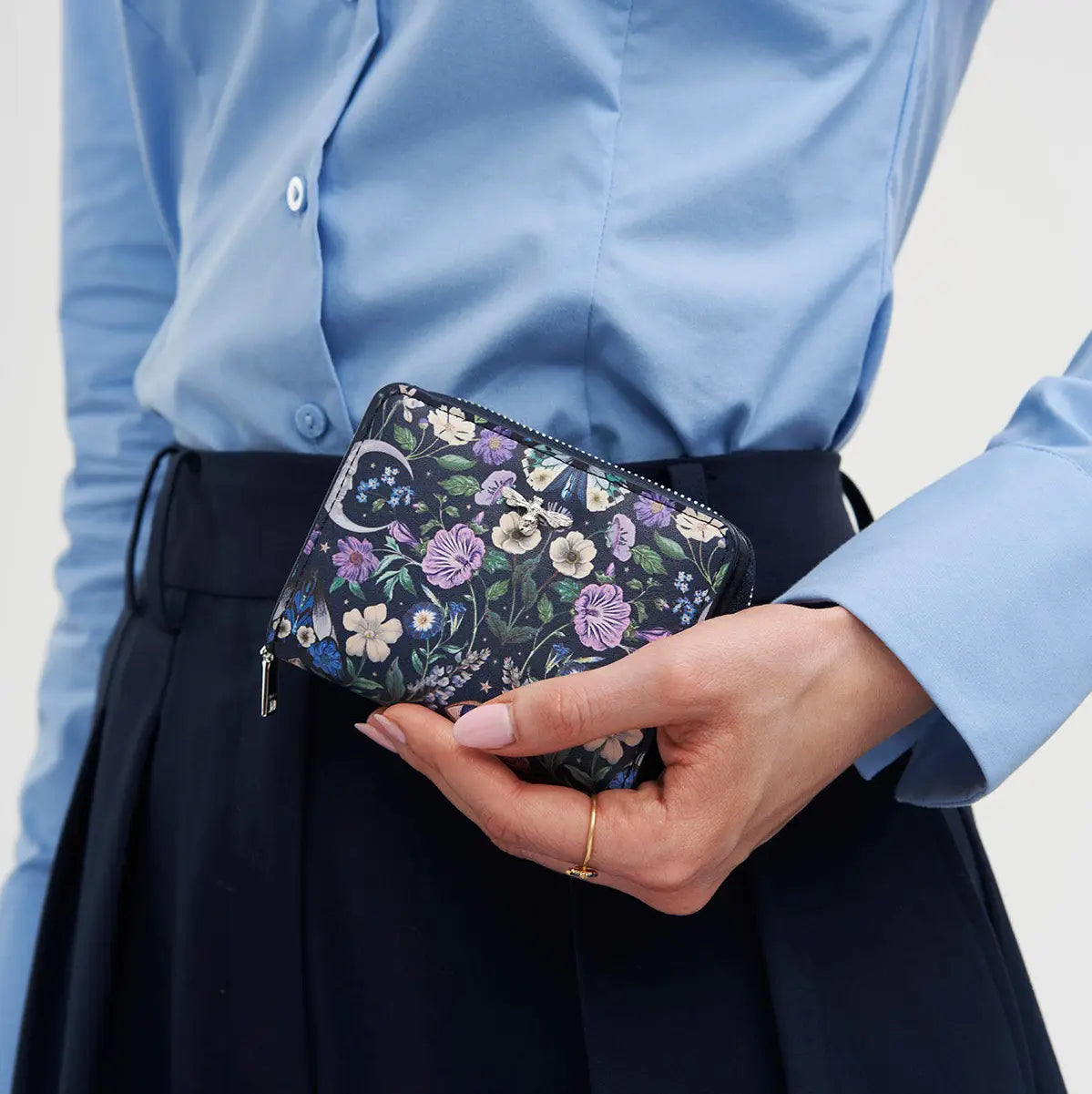 Selene Print Small Wallet in Navy by Fable England