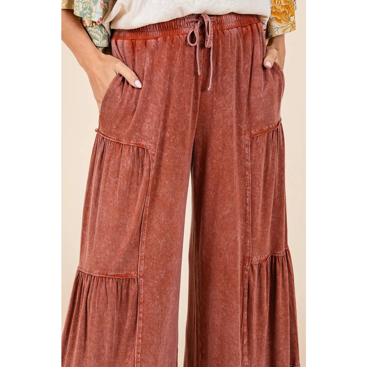 Sienna  Mineral Wash Tiered Pants