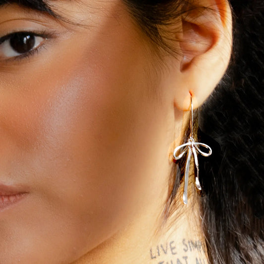 Silver Bad To the Bow Earrings