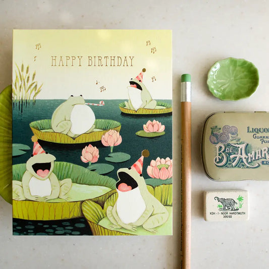 Singing Frogs Birthday Greeting Card
