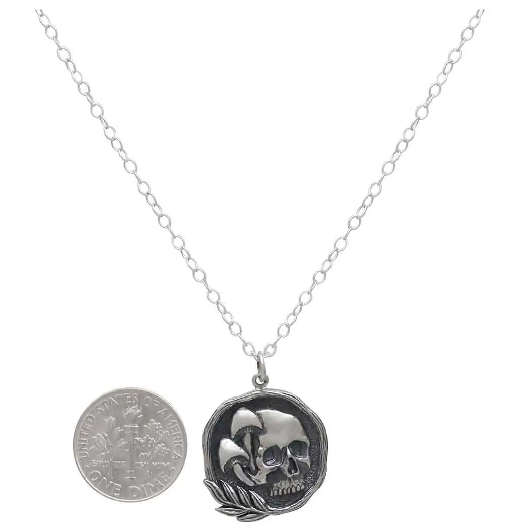 Skull & Mushroom Charm Necklace