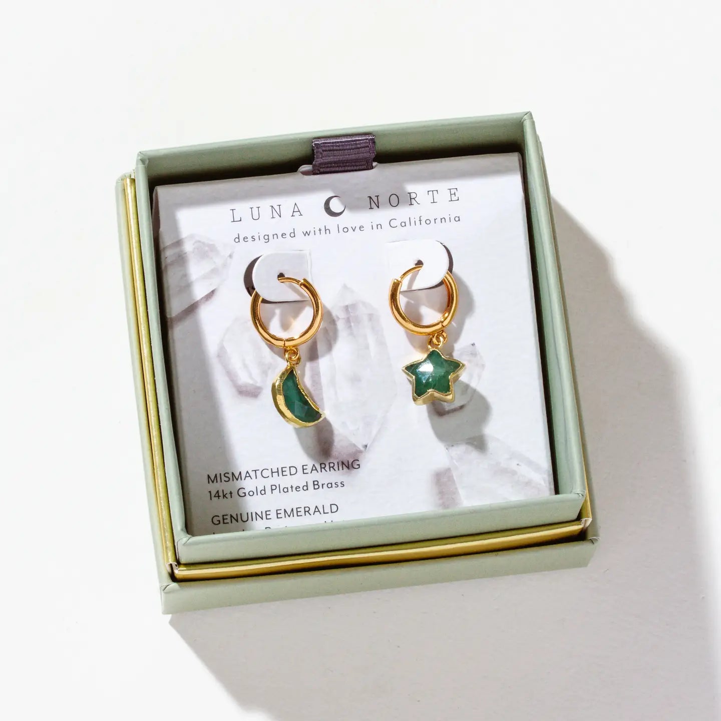 Emerald Skygazing Mismatched Hoop Earrings
