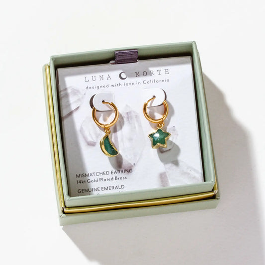 Emerald Skygazing Mismatched Hoop Earrings