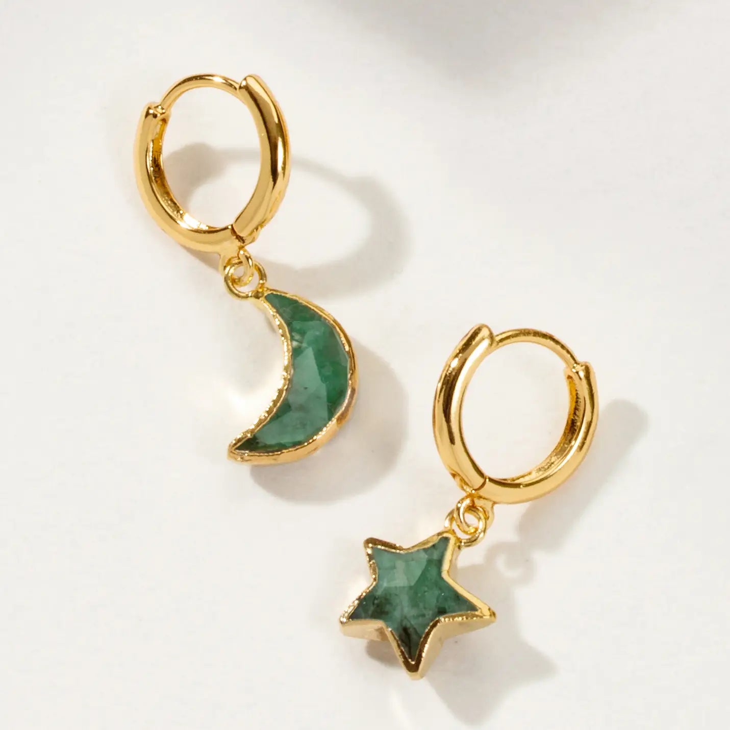 Emerald Skygazing Mismatched Hoop Earrings