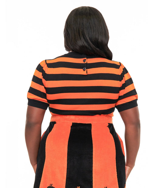 Black & Orange Stripe Heart Sweater