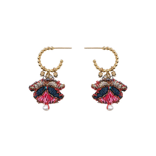 Zara Small Hoop Earrings Embroidered Garden