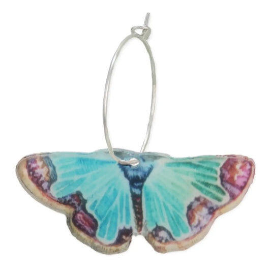 Soft Skies Blue Butterfly Hoop Earrings